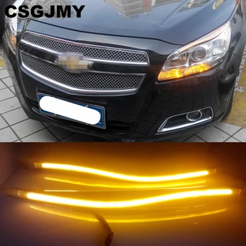 

1Set Car Headlight LED Eyebrow Daytime Running Light DRL With Yellow Turn Signal Light For Chevrolet Malibu 2012 2013 2014 2015