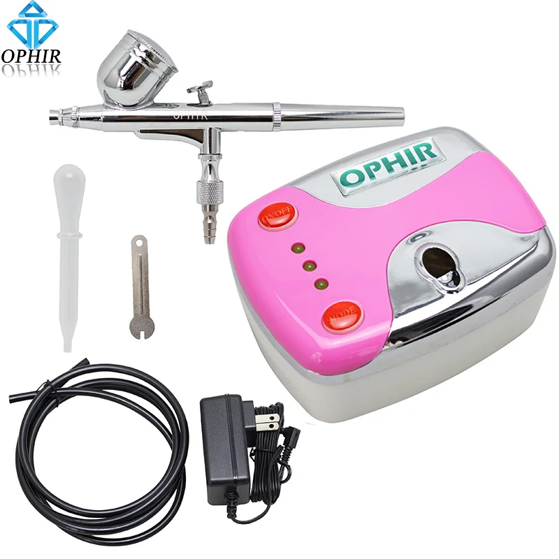 Najtaniej OPHIR 0.3mm zestaw do aerografu podwójne działanie z mini kompresor powietrza do tymczasowego tatuażu ciasto dekorowanie Nail Art Air brush_AC002 + 004A