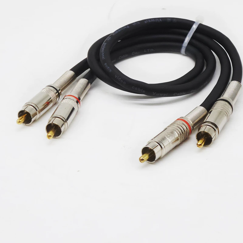 Медная трубка + фольга двойная защита аудиокабель RCA 2RCA на 2 для домашнего