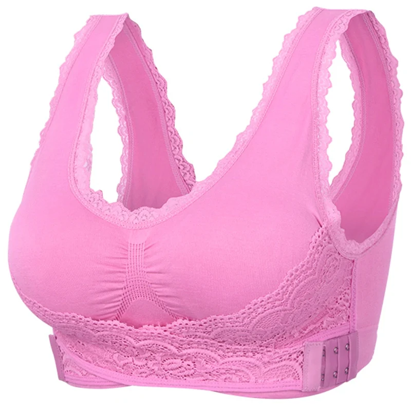 Hot Sale Women Sexy Lace Sleeping Bras Front Closure Seamless Sporty