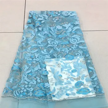 

3D flower and gray embroidered 2018 latest lace fabric high quality 3d lace fabric for wedding HJ128-2