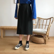 3 цвета, осень и зима, корейский стиль, высокая эластичная талия, длинные юбки, женские прямые юбки для женщин(X985