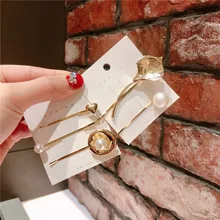 1 предмет; Модный комплект металлическая форма листа женщина для девочек заколки для волос заколка для волос с украшением в виде кристаллов жемчужная заколка-пряжка для Винтаж Металлический Красивая заколка для волос