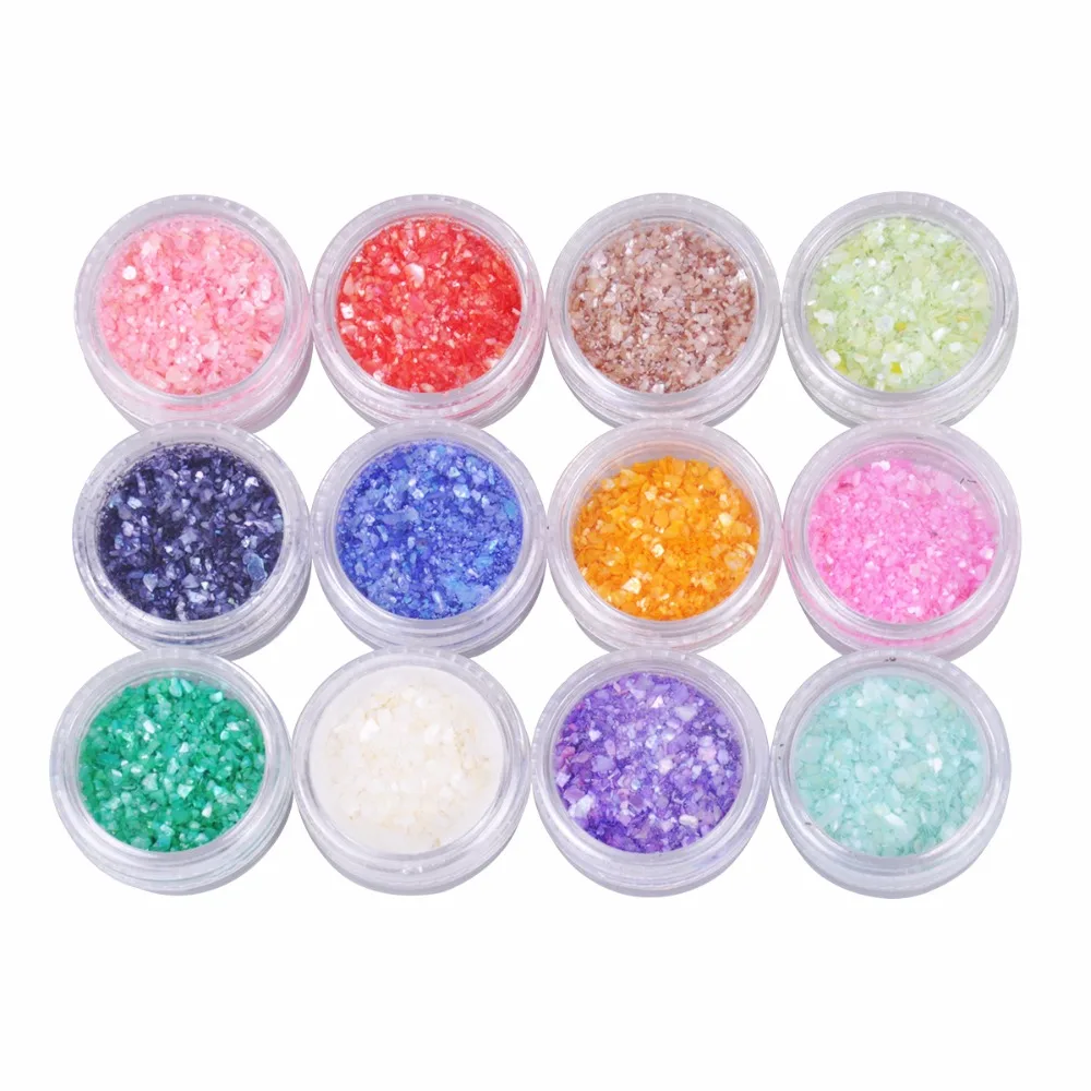 

Biutee 12 Colors Acrylic Nail Powder Particle Crushed Shell Manicure Set Nail Art Glitter Decoration Tools