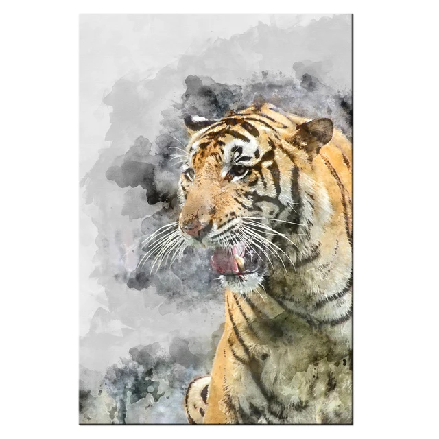 Moderne Décoration Murale Toile Style Chinois Encre Peinture Tigre
