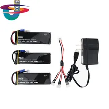 H501S X4 7.4V 2700mah lipo battery 10C 3pcs and charger US plug set EC2 for Hubsan H501C rc Quadcopter Airplane drone Parts