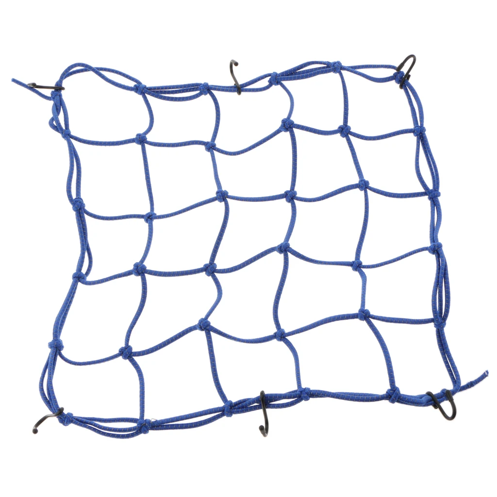 40x40cm Elasticated Bungee Cargo Luggage Package Net with 6 Hooks for Rear Motorcycle Bicycle Bag Basket Motorbike Accessory 
