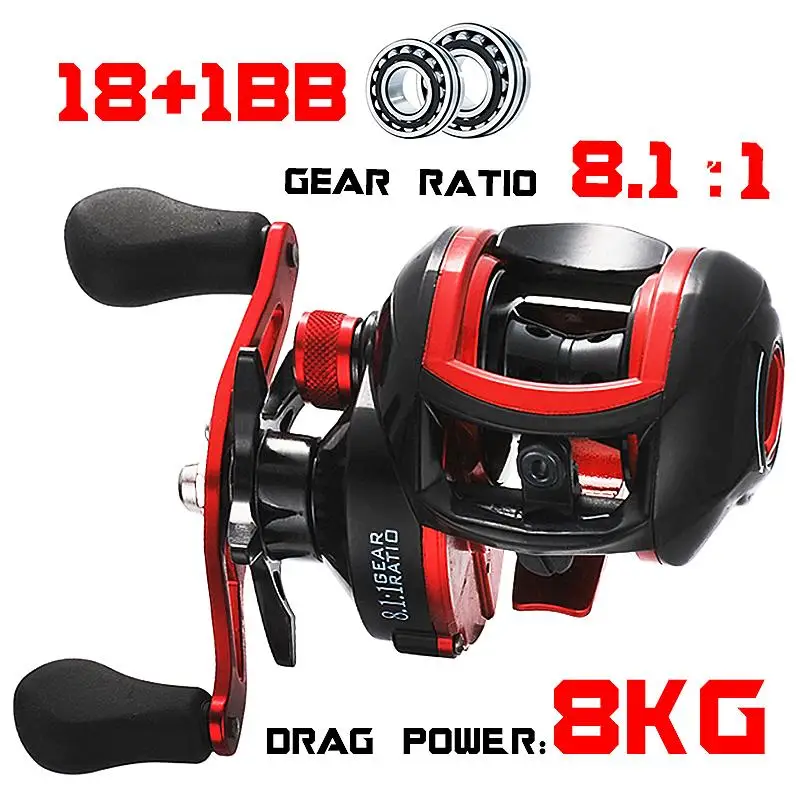 

LIZARD low profile reel bait casting Fishing reel baitcasting Fishing reels 18+1BB 8.1:1 7.1:1 8kg Carretilha de pesca