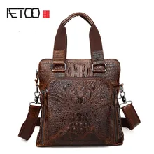 2017 new crocodile leather man bag men's business fashion leather handbag shoulder messenger bag men
