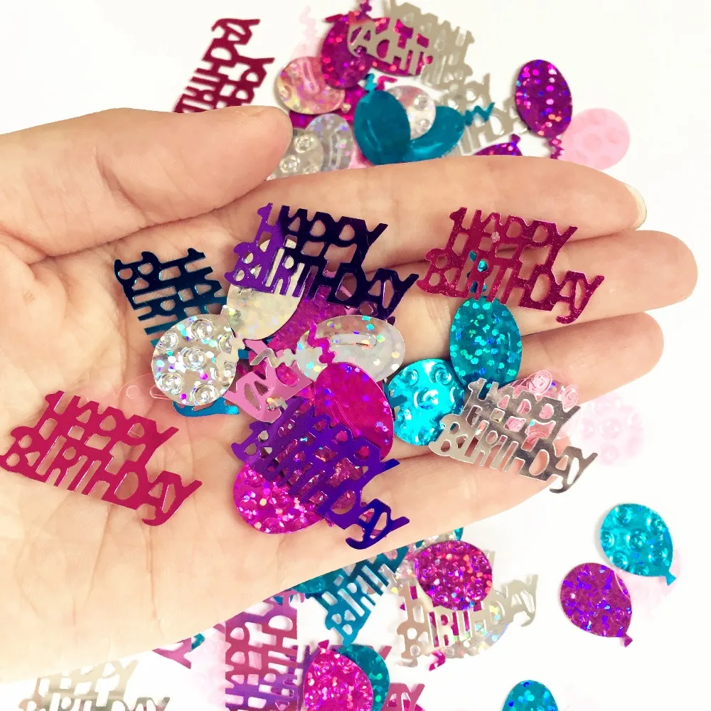 

Happy birthday party table decoration Rainbow balloons confetti