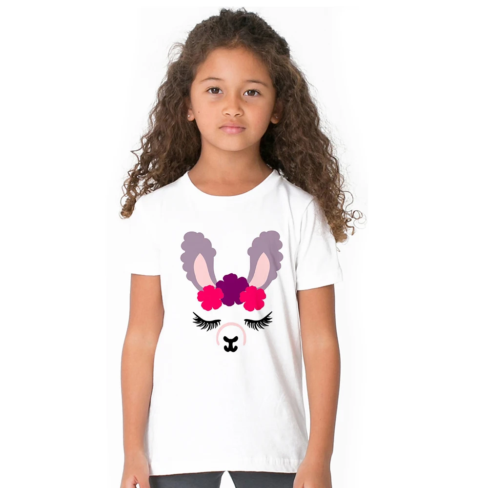 От 1 до 12 лет футболка для девочек детская футболка для девочек с забавным милым рисунком ламы летняя стильная одежда для малышей Lama glama