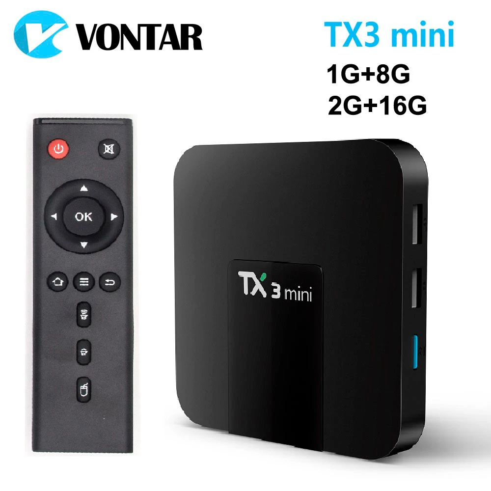 VONTAR TX3 البسيطة الروبوت 7.1 مربع التلفزيون الذكية 2 GB 16 GB Amlogic S905W رباعية النواة تعيين كبار مربع H.265 4 K wiFi مشغل الوسائط TX3mini 1 GB 8 GB