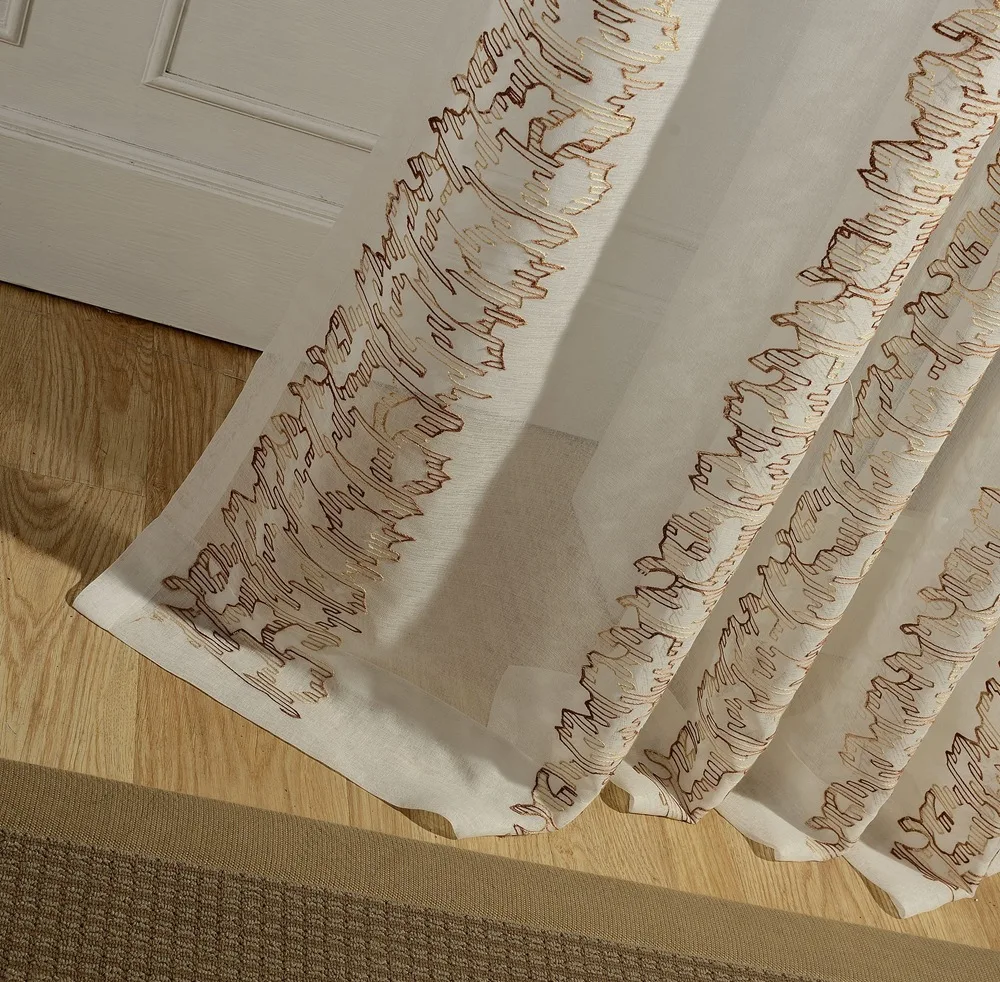 Цветок Пряжа хлопок вышивка занавески вышитые занавески для французского окна Cortinas для гостиной Тюль Современная отвесная спальня