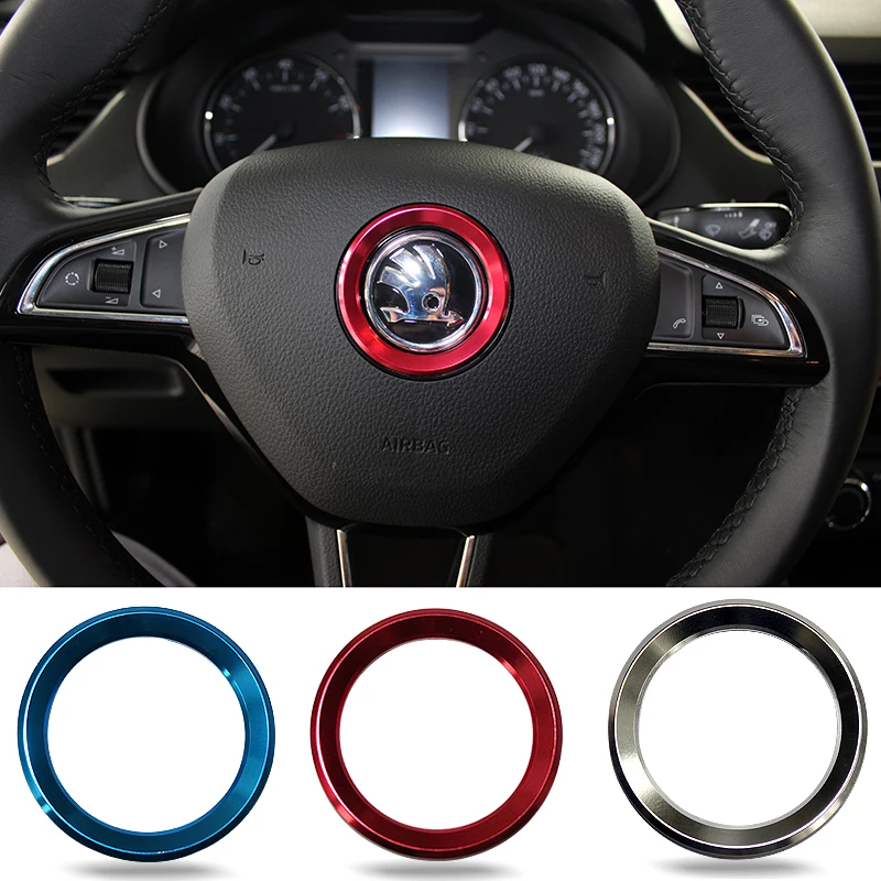 Car Styling Steering Wheel Logo Emblems Ring Decoration Sticker For Skoda Octavia 2 A5 A7 Rapid