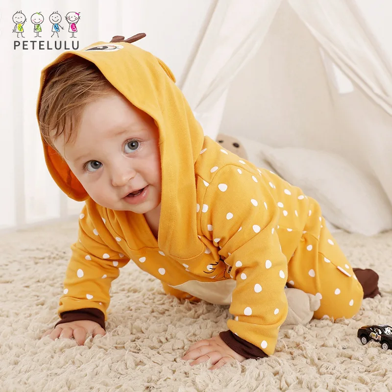 

Autumn Baby Boys Girls Rompers Long Sleeve Cute Fawn Cartoon Pattern Newborn Jumpsuits Infant Fashion Pure Cotton Baby Girl Suit