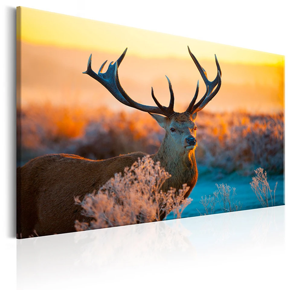 Landscape-Canvas-Painting-Wild-Animal-Deer-Wall-Art-Wilderness-Posters-and-Prints-Pictures-ForLiving-Room-or (1)