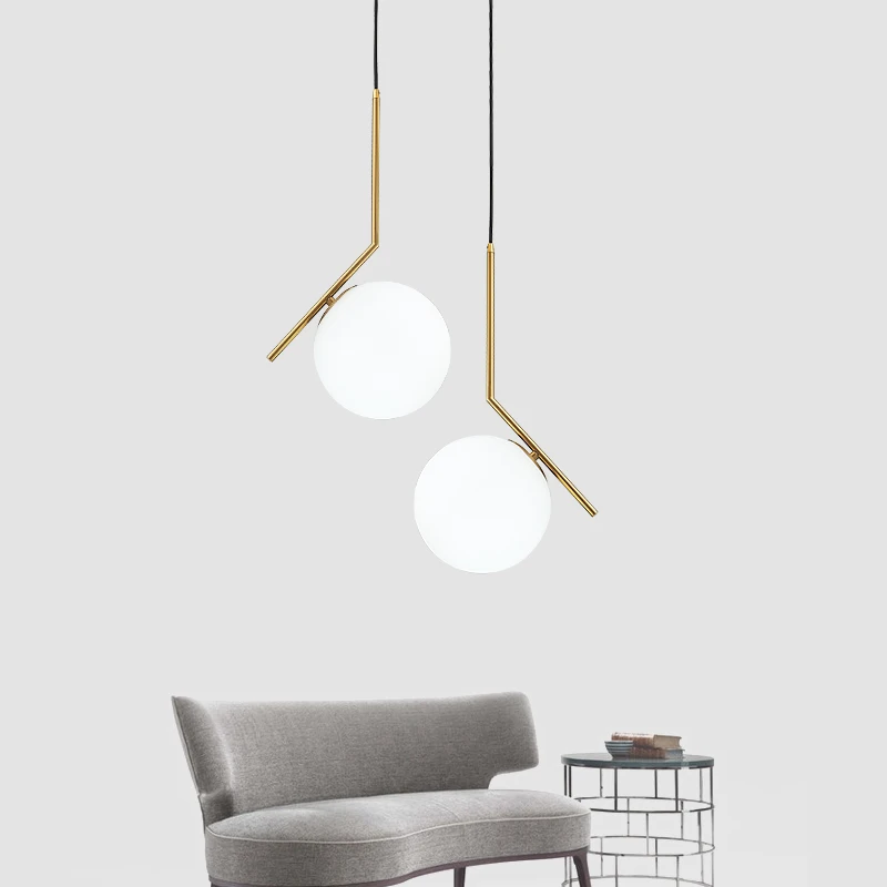Horsten Nordic Style Pendant Light Glass Ball Lampshade Modern LED Pendant Lamp For Dining Room Bedroom Hanging Light Fixtures (1)