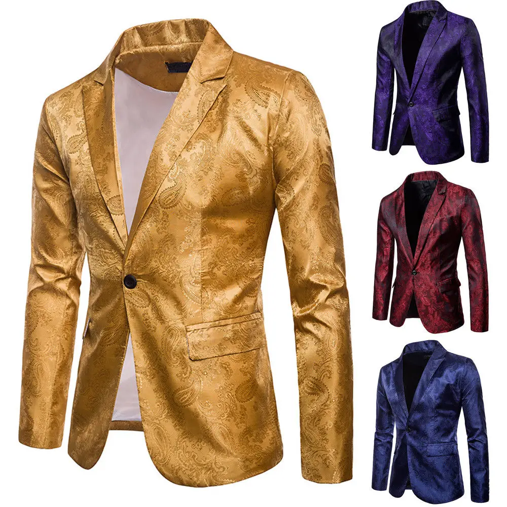 

Plus Size M-3XL Stylish Men Shawl Lapel Slim Fit Formal Blazer One Button Wedding Party Evening Suit Coat Jacket Tops