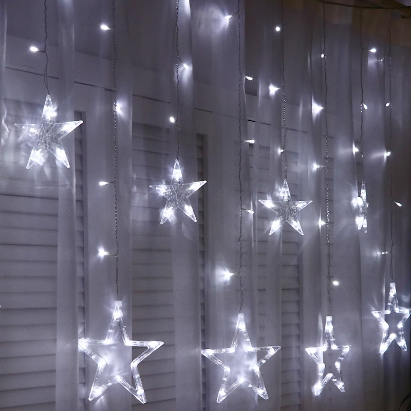 

LED Star Curtain holiday Lights Decoration Christmas White Window Curtain garland light Wedding Decorative Lights Outdoor