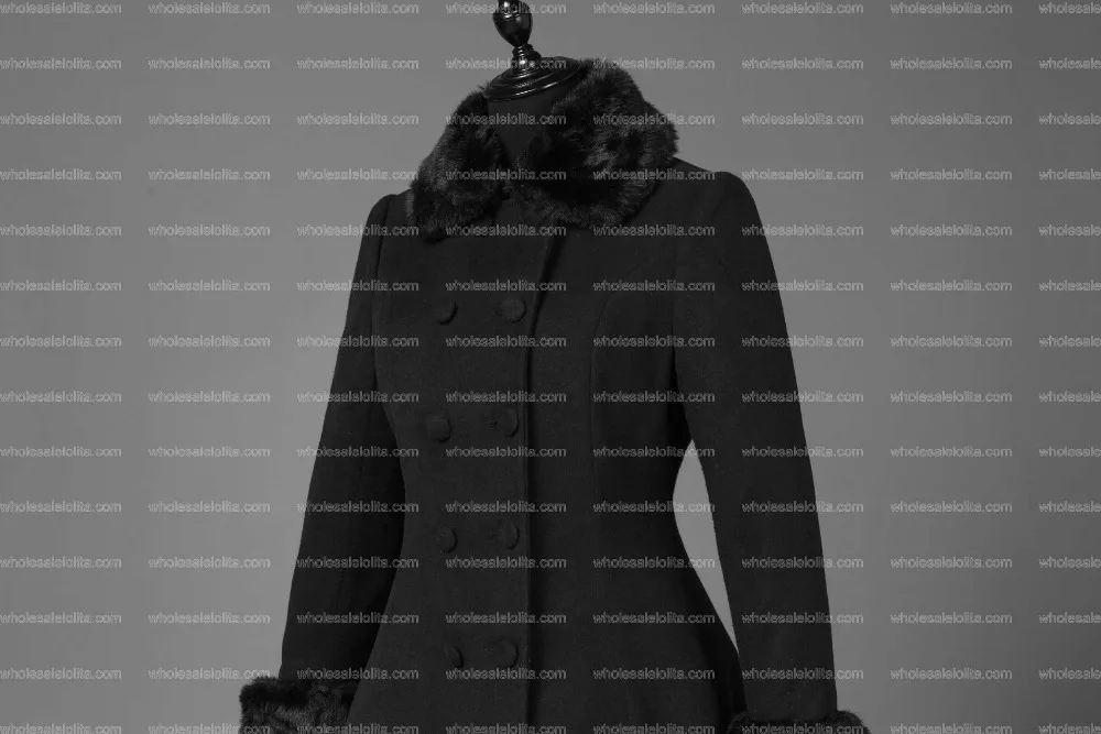 Горячая Распродажа Черный Тонкий шерстяной Готический Лолита пальто длинные зимние пальто для продажи