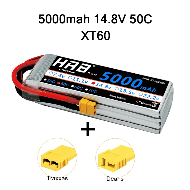 4S 5000mah 50C XT60- Распродажа аккумулятор hrb Lipo 2 S 3 S 4S 5S 6 S 7,4 V 11,1 V 14,8 V 1500 mah 2200 mah 3300 mah 4200 mah 5000 mah 5200 mah 6000 mah Батарея - Цвет: 4S 5000mah 50C XT60-