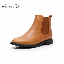 Genuine cow Leather women chelsea Ankle winter flats Boots Comfortable quality soft Shoes Brand Designer Handmade with fur black Genuine cow Leather women chelsea Ankle winter flats Boots Comfortable quality soft Shoes Brand Designer Handmade with fur black