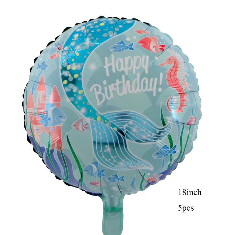 Серия "Русалка" одноразовый набор посуды, украшение стола, бумажные соломинки/чашки/тарелки, подарок для детей на свадьбу/День рождения/вечерние принадлежности - Цвет: 5pcs Balloons
