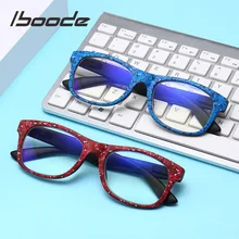 Iboode de moda ultraligero Anti rayo de luz azul gafas de lectura, de ordenador de las mujeres de los hombres rojo Camuflaje Azul miopía gafas dioptrías