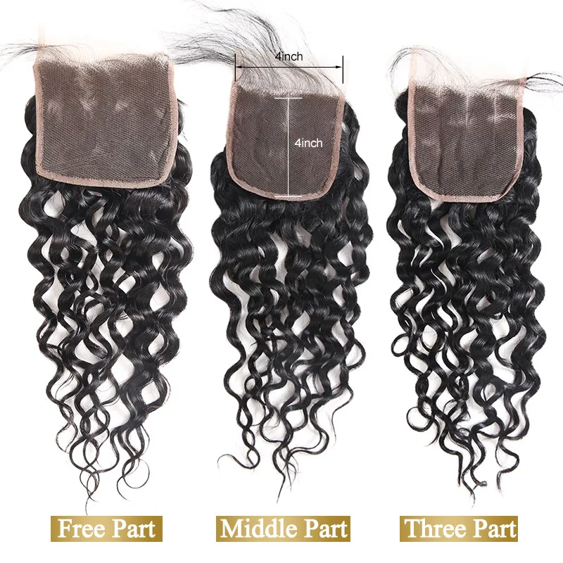 Funmi Virgin Human Hair Bundles with Closure Water Wave Bundles with Closure 4*4inch Brazilian Virgin Hair Bundles with Closure