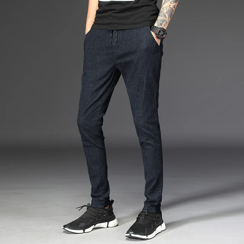 

2018 Summer Thin Men Casual Pants Brand Clothing Trousers Male Sweatpants Elastic Cotton Quality Slim Fit Chinos Pantalon Homme