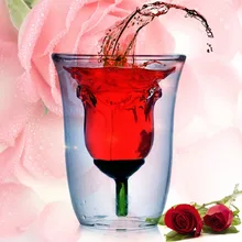 Kreative valentinstag Geschenk 180 ml Rose Doppelwandige Klare Glas Wein Tasse/Rose Glastasse Kostenloser Versand