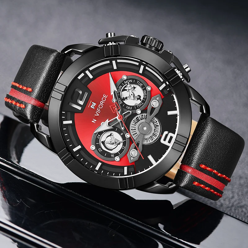 NAVIFORCE мужской роскошный бренд часов для мужчин s Военные Спортивные кварцевые часы мужские кожаные водонепроницаемые часы с календарем Relogio Masculino
