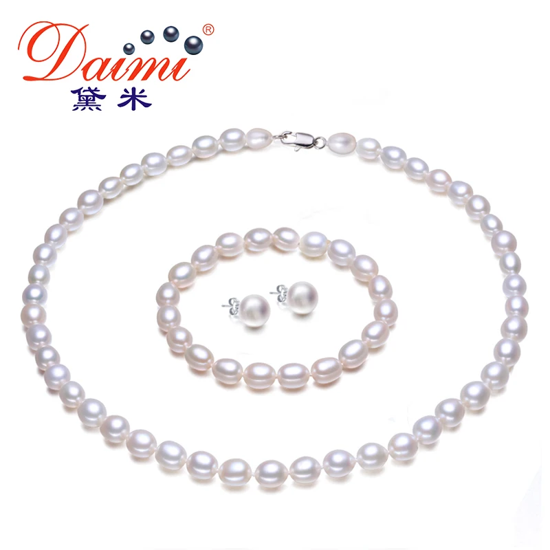 DAIMI набор ювелирных изделий из жемчуга ожерелье браслет серьги жемчужные наборы