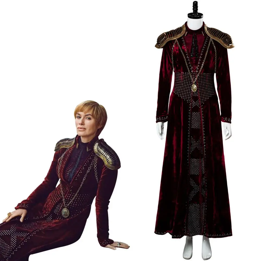 

Game of Thrones Season 8 Cersei Lannister Cosplay Costume Dress Adult Women Female Halloween Carnival Costumes