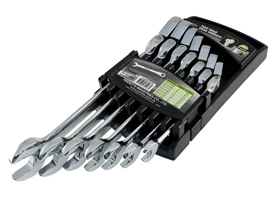 

Selling 7pcs/set Hw-5907m Flex Head Gear Wrench, Wrench Set Ratchet Handle Wrench, Box End Wrench Tools 8-19mm