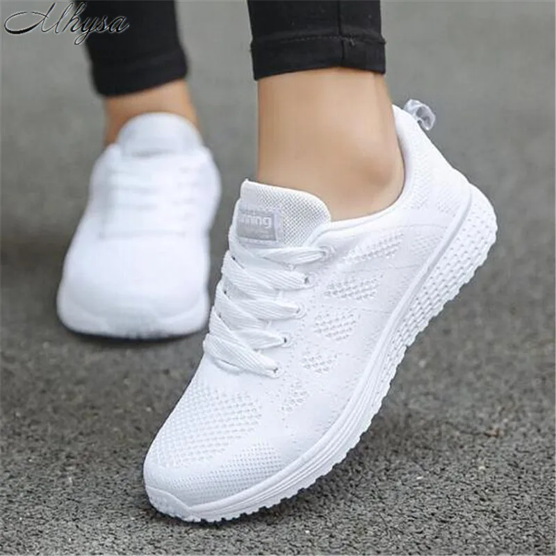 

Mhysa 2019 Women casual shoes fashion Comfortable breathable Walking mesh lace up flat sneakers Women's vulcanized shoes T684