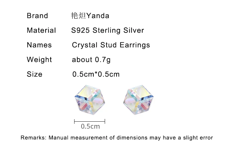 Geomentric square swarovski crystal stud earrings 05