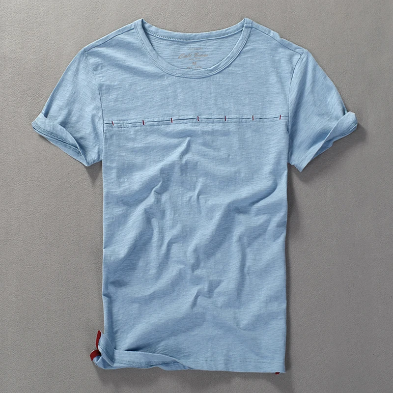 Мужская футболка с коротким рукавом camiseta chemise летняя Однотонная круглым