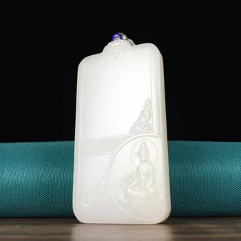 

H11#Hetian jade white jade lotus Guanyin pendant, jade is warm and delicate