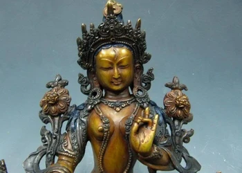 

Nepal 100% Pure Bronze Handwork exquisite Carve White TaRa GuanYin Buddha Statue