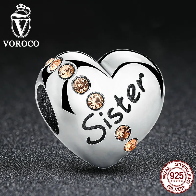 2016 New Trendy 925 Sterling Silver Sister Charms fit Pandora Bangles Jewelry Makings Friendship Gift C008