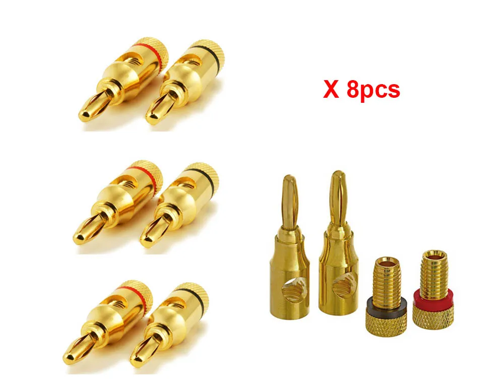 8pcs/4 pairs High Quality Gold Plated Musical Amplifier Speaker Cable