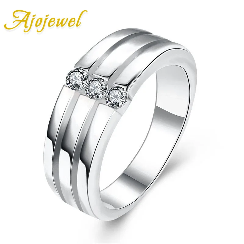 

Ajojewel Simple Fashion Ring Men Cubic Zirconia Stone Men's Rings Wholesale Drop Ship Bague Homme