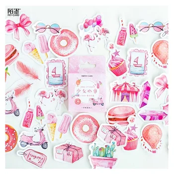 

46 Pcs/Set Lovely Pink Girl Mini Sticker Cartoon Mobile Decorative Stickers Scrapbooking DIY Craft Stickers