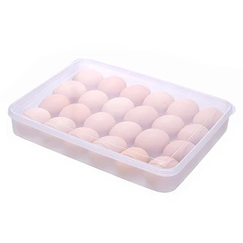 

Covered Egg Holder for Refrigerator, 24 Eggs, Clear, Plastic:white