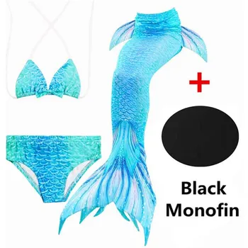 

4Pcs/set Children Mermaid Tails For Girls Swimming Dress Mermaid Tails With Monofin Costume Kid Swimming Cauda De Sereia Flipper