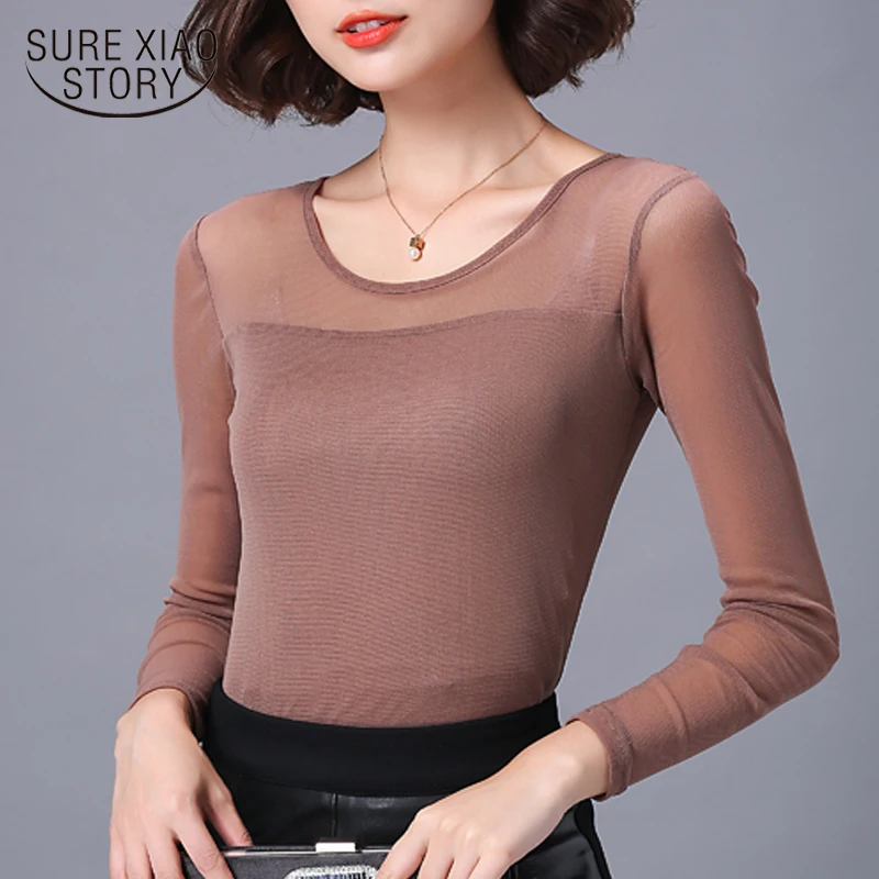 2017 New Arrival Fashion Classic All-match Solid Long Sleeved Shirt Female Spring Casual Plus Size Elegant Slim T-shirt 63H 30
