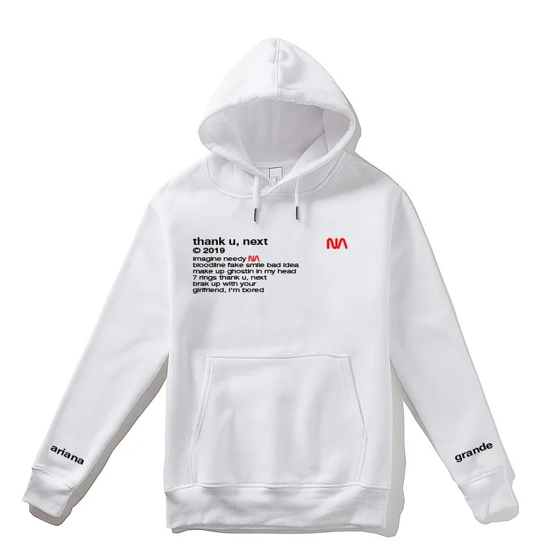 

Exclusive 2019 Thank you u next Hoodie Women Men Cotton Brand Clothing Sweatshirt Jacket Homme Hooded Fleece Printing 2XL 3XL