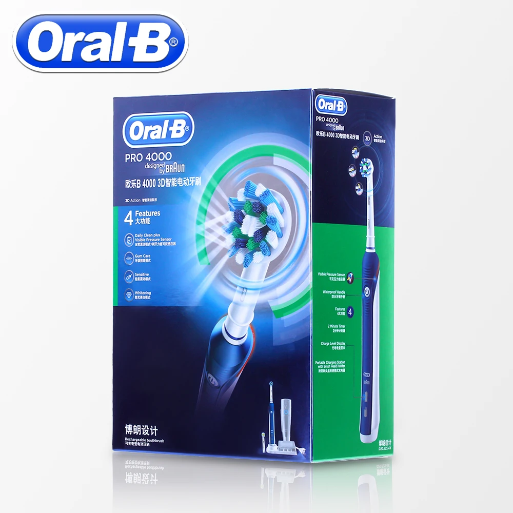  Oral B Sonic Electric Toothbrush Teeth Whitening Rechargeable PRO4000 3D Smart Ultrasonic Tooth Bru - 32848055977