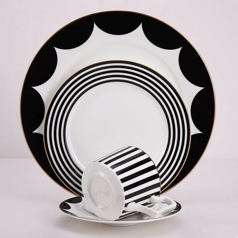 

Four-piece sets Bone china tableware set ceramic with dishes and coffe mug Service plate Dessert plate Diet utensils